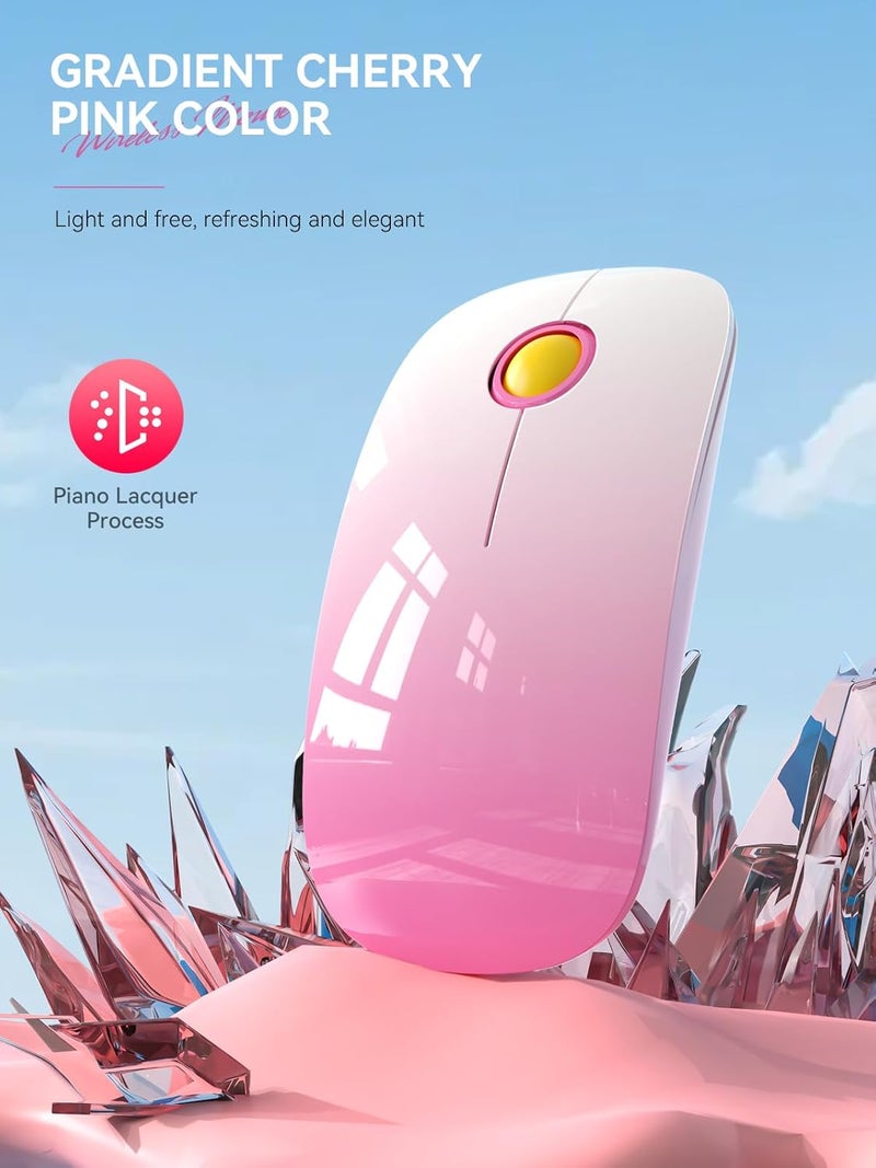 RAPIQUE Bluetooth Wireless Mouse - (BT5.1+USB) Slim Dual Mode Computer Mice with Quiet Click, Low Power, and 1600 DPI, Portable Cordless Mouse for MacBook, Laptop, iPad Pro/Air(Gradient Pink) - Image 2